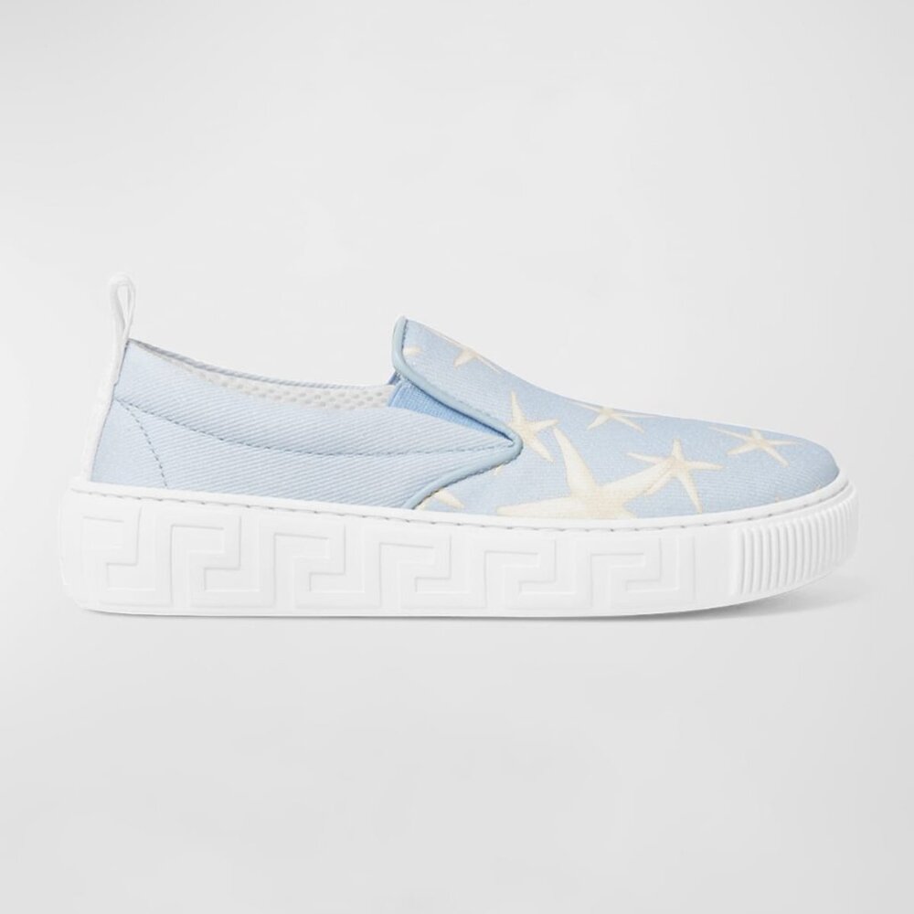 Versace Boys Starfish Print Slip-On Trainers size 2Y Canvas Stampa La Vacanza